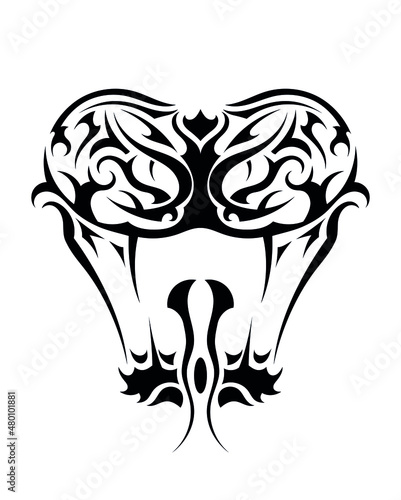 poison angry tiger snake head with venomous fangs tattoo sticker symbol