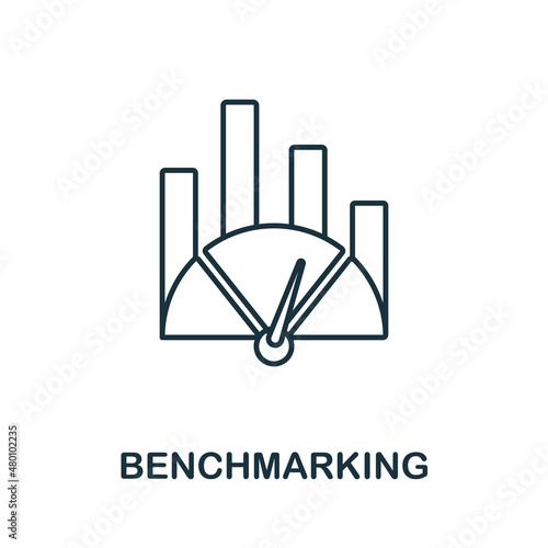 Benchmarking icon. Line element from digital transformation collection. Linear Benchmarking icon sign for web design, infographics and more.