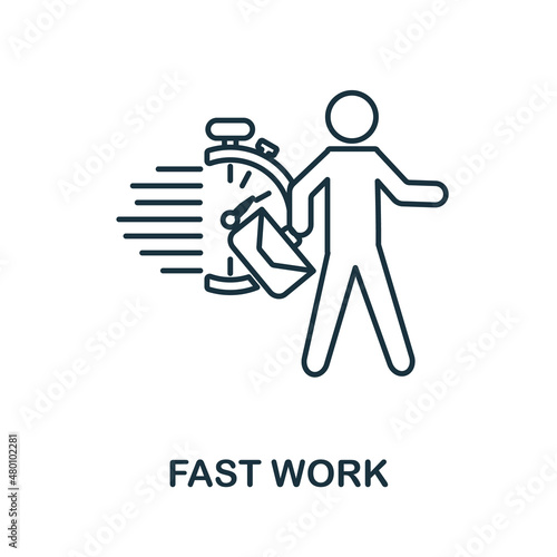 Fast Work icon. Line element from digital transformation collection. Linear Fast Work icon sign for web design, infographics and more.