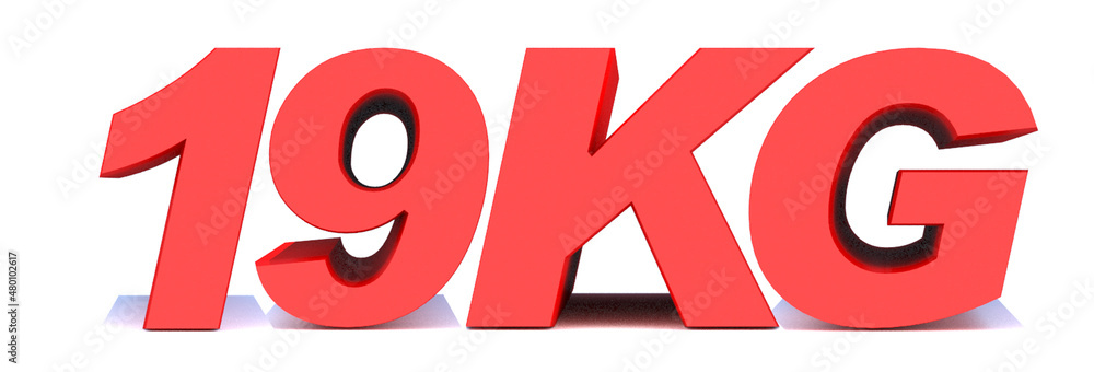 19 kg word on white background. 3d illustration 19 kg word on white background. 3d illustration