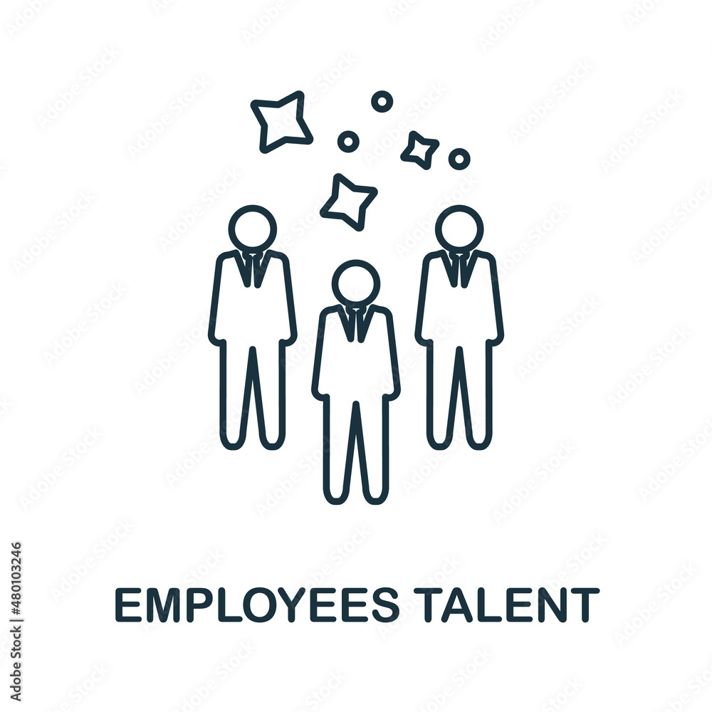 Employees Talent icon. Line element from digital transformation collection. Linear Employees Talent icon sign for web design, infographics and more. Employees Talent icon. Line element from digital transformation collection. Linear Employees Talent icon sign for web design, infographics and more.