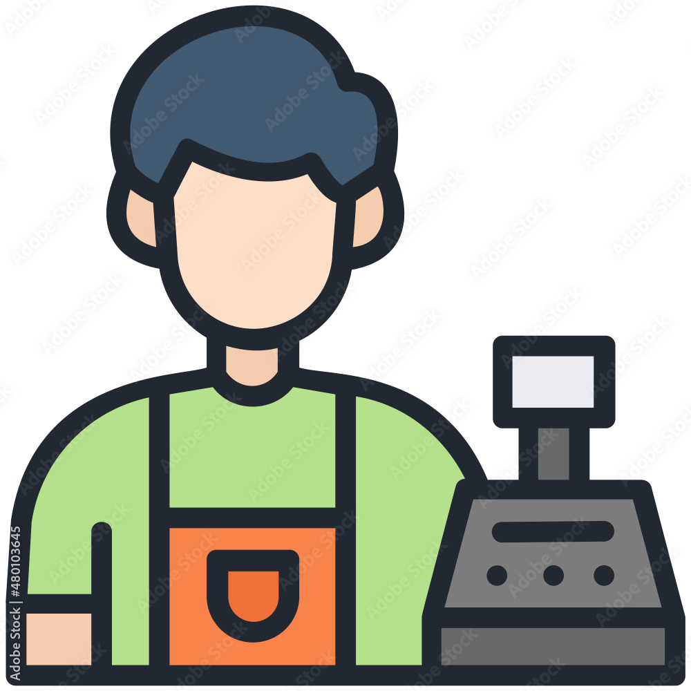 Cashier Male filled line color icon Cashier Male filled line color icon