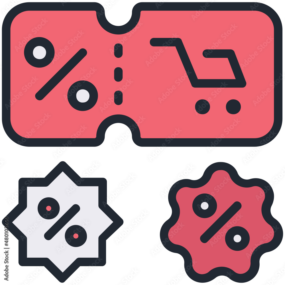 Coupon Discount filled line color icon Coupon Discount filled line color icon