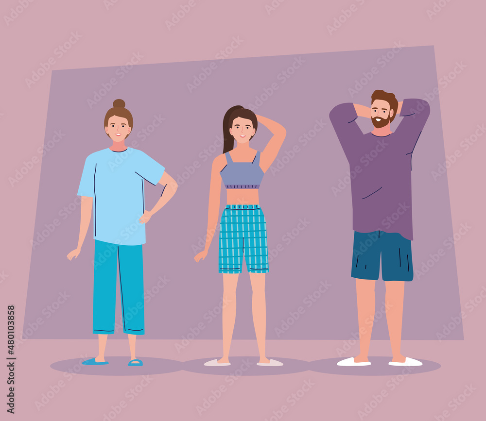 three sleepwear models