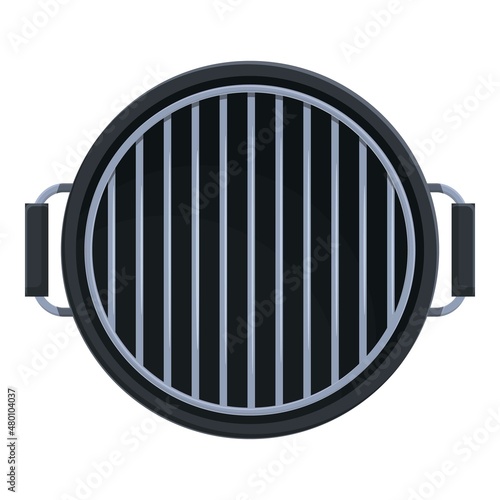 Top view grill icon cartoon vector. Bbq cook. Party food