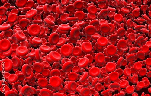 3d render of red blood cells photo