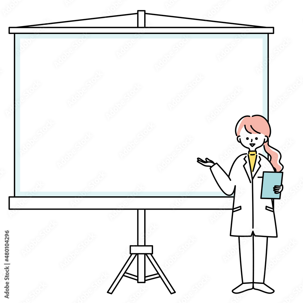 白衣を着た女性がスクリーンの前で説明しているイラスト Stock Vector Adobe Stock 白衣を着た女性がスクリーンの前で説明しているイラスト Stock Vector Adobe Stock