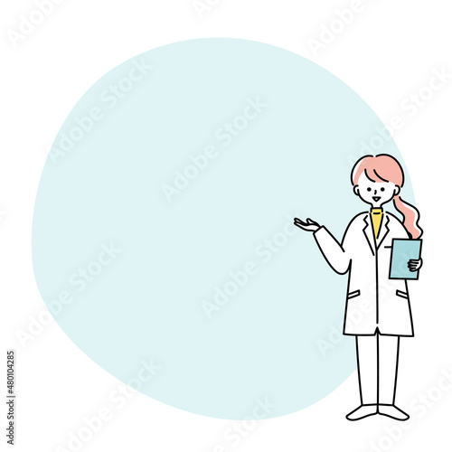 Wallpaper Mural 白衣を着た女性が説明しているフレームイラスト Torontodigital.ca