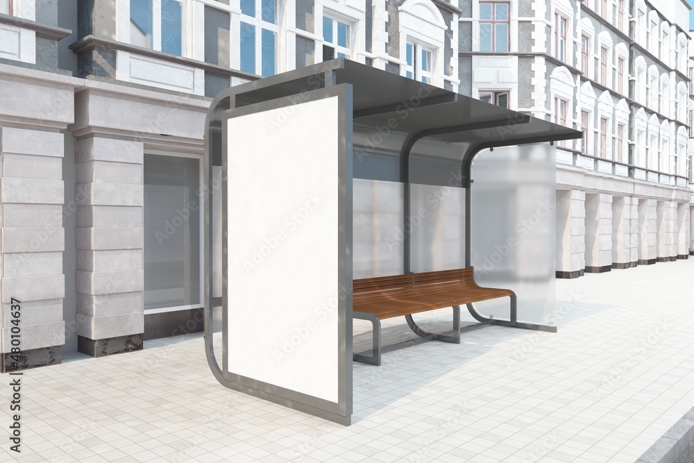 Bus Stop Bus Shelter Mockup 3D Rendering Bus Stop Bus Shelter Mockup 3D Rendering