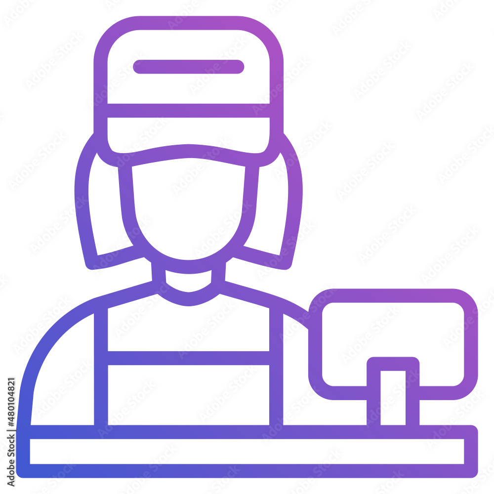 Cashier Female line gradient icon