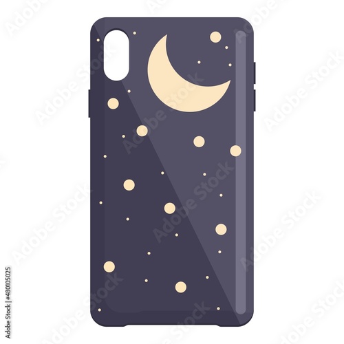Moon stars phone case icon cartoon vector. Smartphone cover. Back template