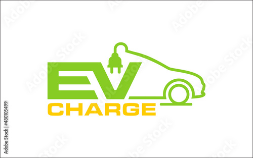 Illustration vector graphic of modern electric charging car Logo Design template