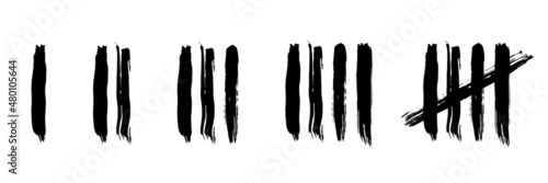 Tally marks count or prison wall sticks lines counter.