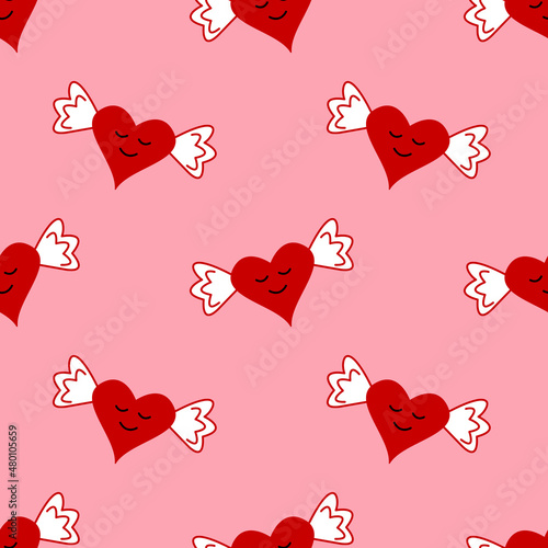 A simple pattern of cute hearts in the kartun style.