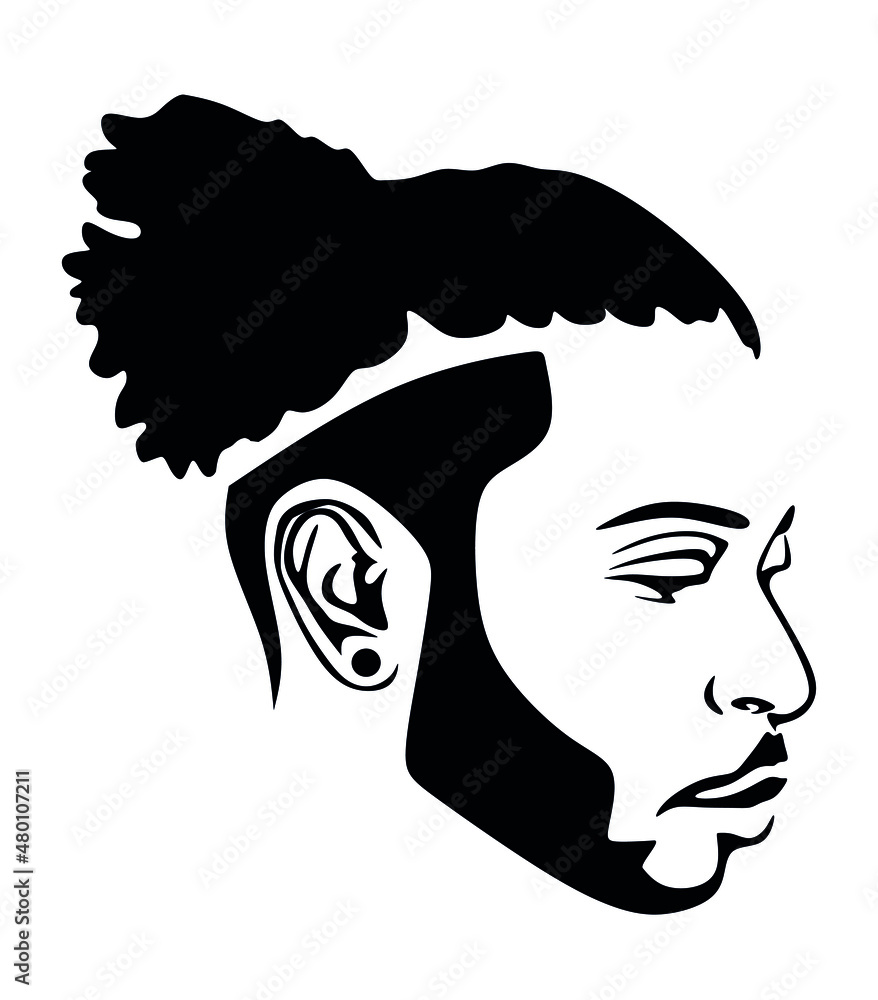 Black African African American male portrait profile face vector   hair dreadlocks, drawing man head    laser  shop.  Stock Vector | Adobe Stock
