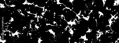 Contemporary banner cover design. Art white splash paint, old cracked texture, smudge on black background. Vector illustration for flyer template, luxe grunge poster, presentation, magazine and more.
