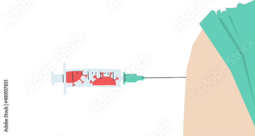 Injection of the coronavirus vaccine into the shoulder of a caucasian person