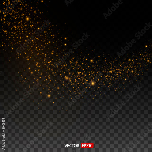 Shining star, the sun particles and sparks with a highlight effect, color bokeh lights glitter and sequins. On transparent background. Set. Vector, EPS10   © Artem