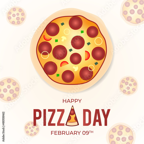 Happy Pizza Day February 09th illustration flat design