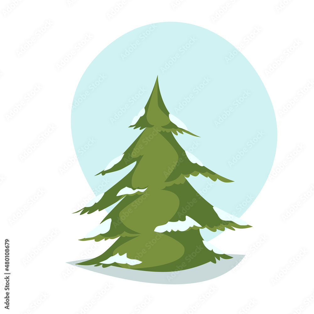 A lonely spruce stands in snowdrifts. Coniferous tree on the background, an element for design. A lonely spruce stands in snowdrifts. Coniferous tree on the background, an element for design.