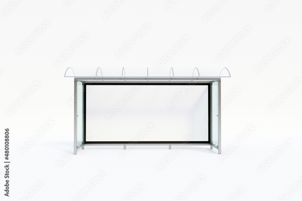 Bus Stop Bus Shelter Mockup with white Background 3D Rendering Bus Stop Bus Shelter Mockup with white Background 3D Rendering