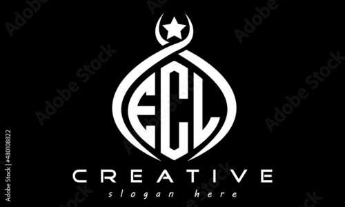 ECL three letters monogram curved oval initial logo design, geometric minimalist modern business shape creative logo, vector template