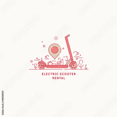 Vehicle. Graphic image of an electric scooter in a flat style. Transport for moving around the streets.