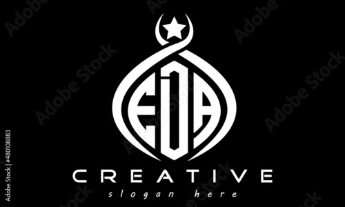 EDA three letters monogram curved oval initial logo design, geometric minimalist modern business shape creative logo, vector template