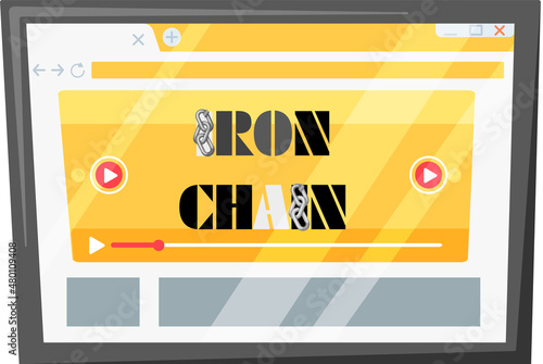 Modern internet and social networks addiction metaphor. Iron chain on smartphone screen, dominance of gadgets. Flat vector concept social media and internet nomophobia and digital detox illustration
