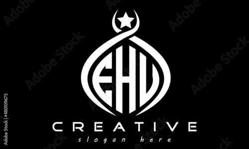 EHU three letters monogram curved oval initial logo design, geometric minimalist modern business shape creative logo, vector template photo