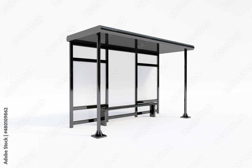 Bus Stop Bus Shelter Mockup with white Background 3D Rendering Bus Stop Bus Shelter Mockup with white Background 3D Rendering