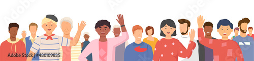 Multiethnic group of people standing together community and togetherness concept, diversity portrait. Characters men and women isolated on white. Crowd community. Social diversity friends or relatives