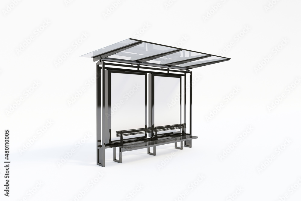 Bus Stop Bus Shelter Mockup with white Background 3D Rendering Bus Stop Bus Shelter Mockup with white Background 3D Rendering