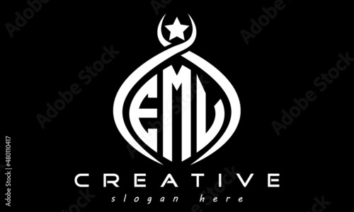 EMV three letters monogram curved oval initial logo design, geometric minimalist modern business shape creative logo, vector template