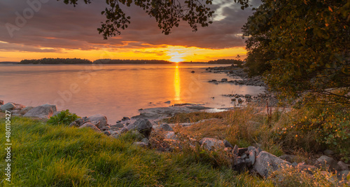 A beautiful sunset on the island of Lauttasaari in southern Finland