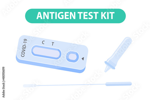 rapid antigen test kit nasal covid-19 test in person or at home The concept of home quarantine prevents the spread of the virus.