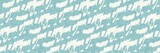 Aegean teal geometric border strip linen texture background. Summer coastal living style home decor fabric effect. Sea green wash grunge edge material. Decorative textile geo seamless pattern banner.