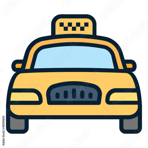 Taxi Car filled line color icon