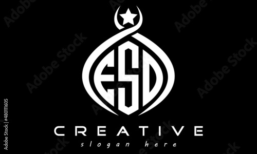 ESO three letters monogram curved oval initial logo design, geometric minimalist modern business shape creative logo, vector template