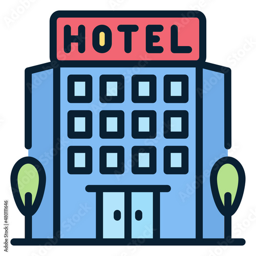 Hotel filled line color icon