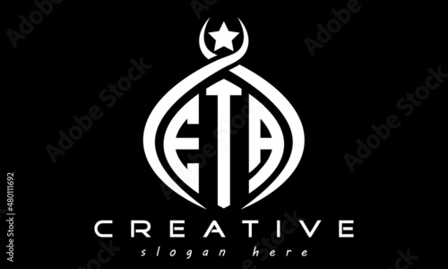 ETA three letters monogram curved oval initial logo design, geometric minimalist modern business shape creative logo, vector template