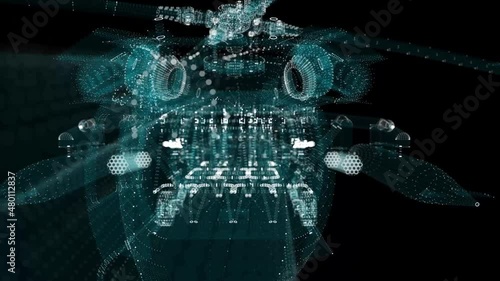 Helicopter Hologram. Military and Technology Concept