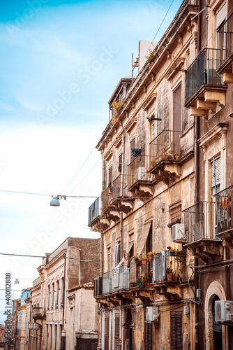 Antique building view in Old Town Catania, Italy