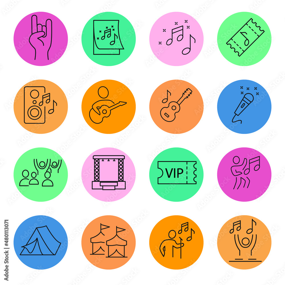 Music Festival icon set . Music Festival symbol pack vector elements for infographic web. with trend color Music Festival icon set . Music Festival symbol pack vector elements for infographic web. with trend color