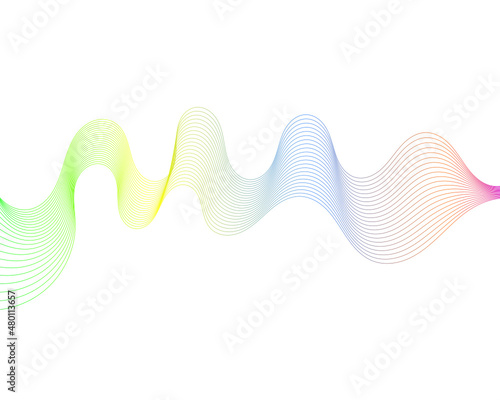 Colorful dynamic flowing vector wave lines isolated on white background