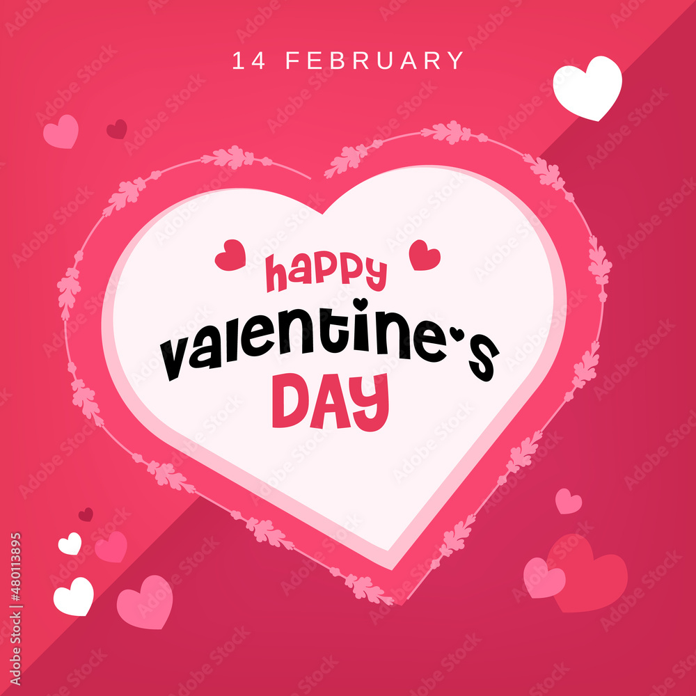 Happy valentines day 14 february poster design vector illustration, love celebration day