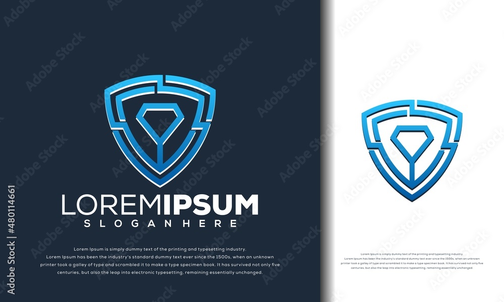 Abstract line art shield diamond logo design Stock Vector | Adobe Stock