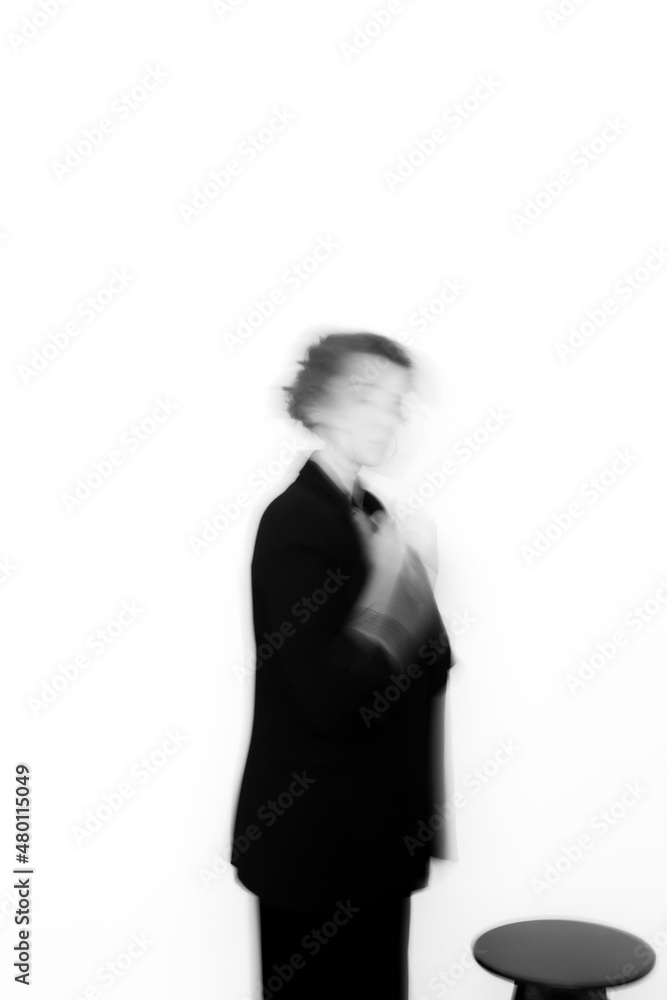 art portrait of the human body, blurring and overlapping frames, black and white fashion art portrait of the human body, blurring and overlapping frames, black and white fashion