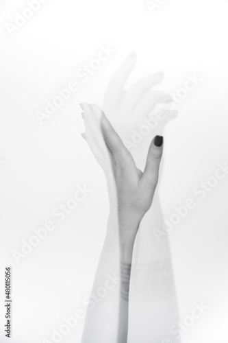 art portrait of the human body, blurring and overlapping frames, black and white fashion