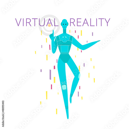 Robot in virtual reality, metaverse.